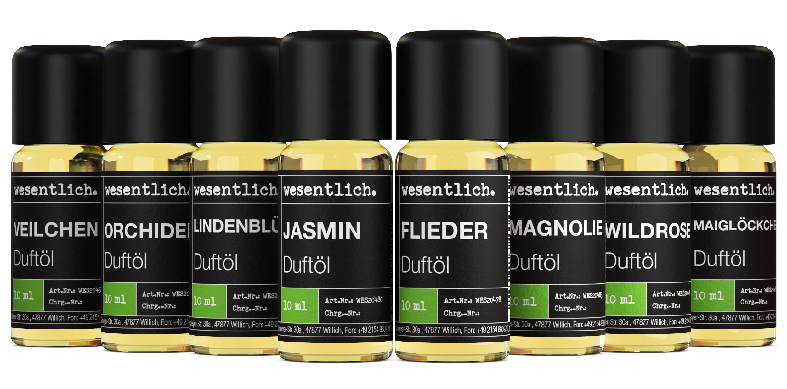 "aufgeblüht" - ein Set aus 8 ausgewählten Duftölen von wesentlich. - für Duftlampe und Diffuser 8x10ml